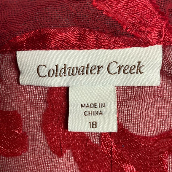 Coldwater Creek Red Sheer Oversized Blouse Women’s Size 18 - Picture 3 of 4
